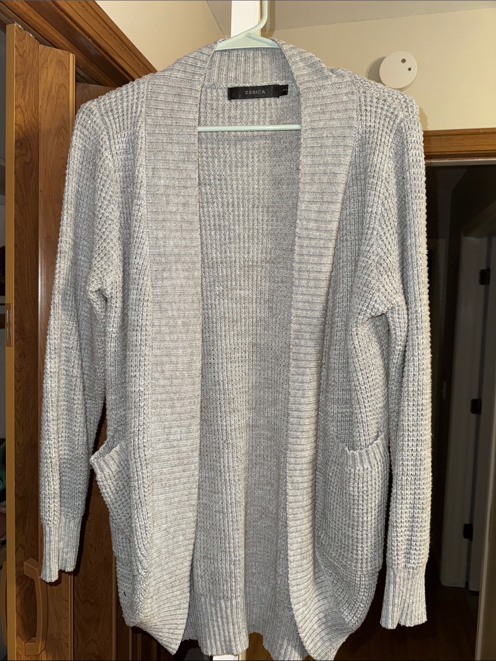 Zesica Open-Front Cozy Ribbed Cardigan Sweater - Light Gray